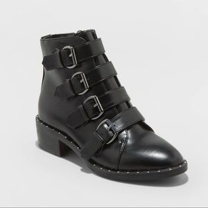 Women’s Faux Leather Studded Buckle Bootie